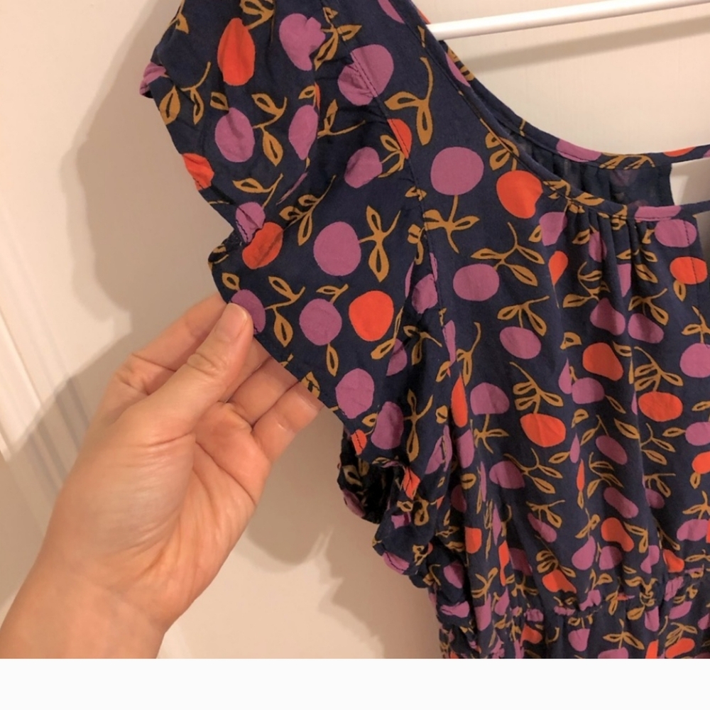 Fossil Navy Patterned Flutter Short Sleeve Dress … - image 2